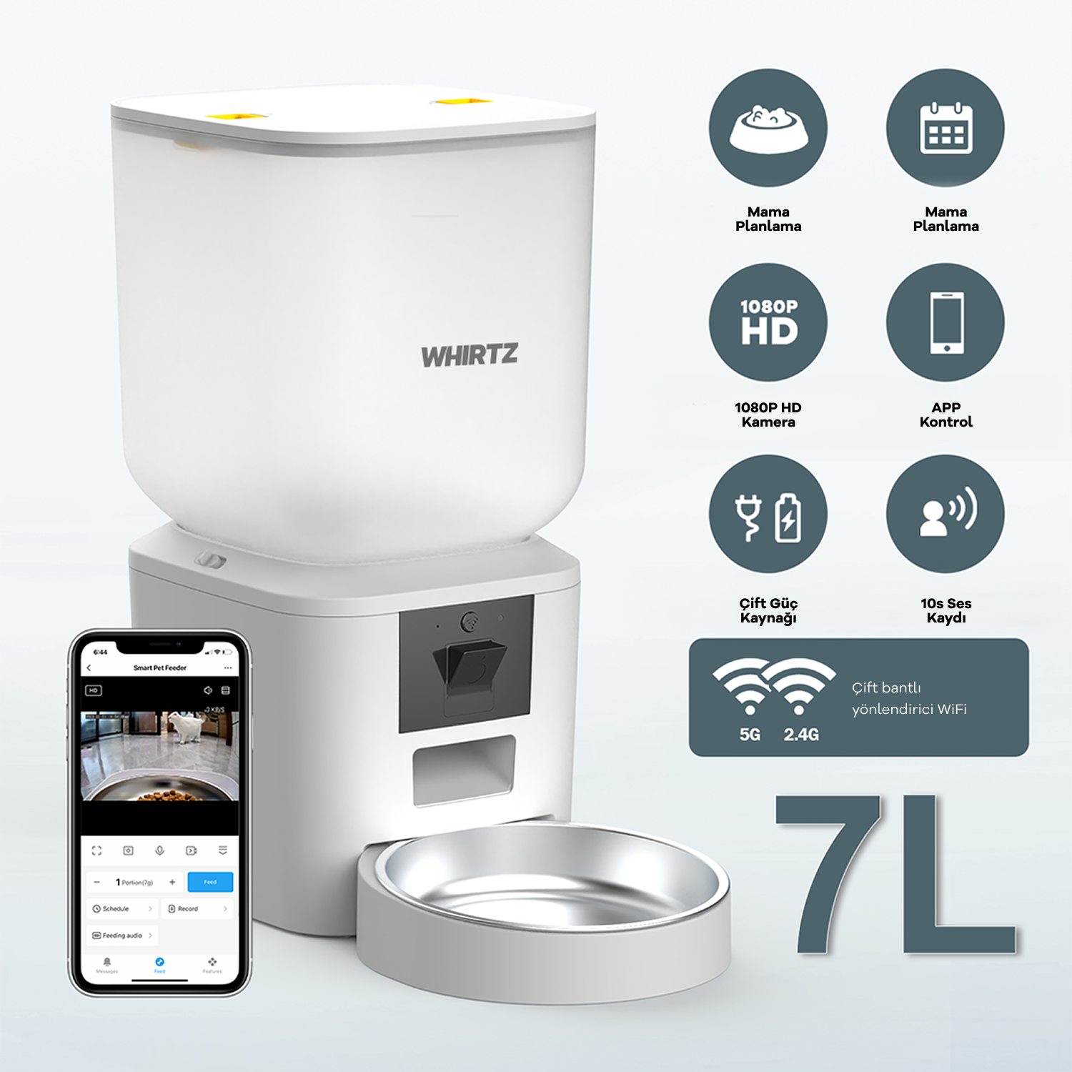 Whirtz Akıllı Mama Kabı 7 Litre