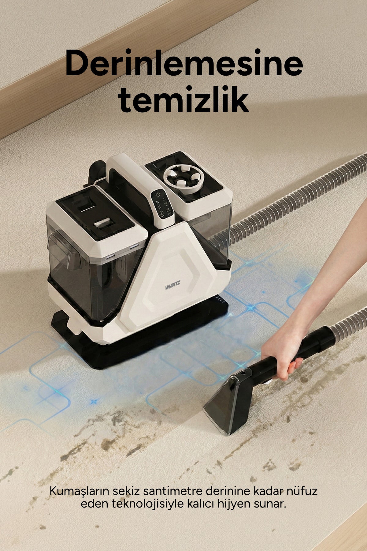 Sıcak/Soğuk Fonksiyonlu Halı ve Koltuk Yıkama Makinesi - 14 kPA Emiş Gücü - 5 başlıklı HCC-1002, one size