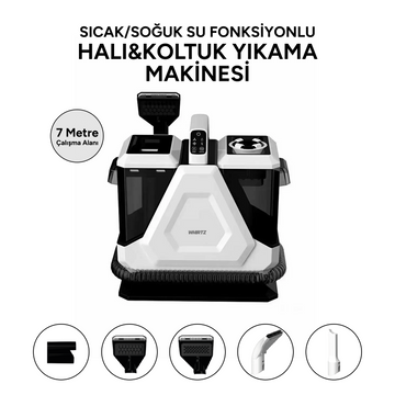 Whirtz Sıcak/Soğuk Fonksiyonlu Halı Yıkama Makinesi Beyaz