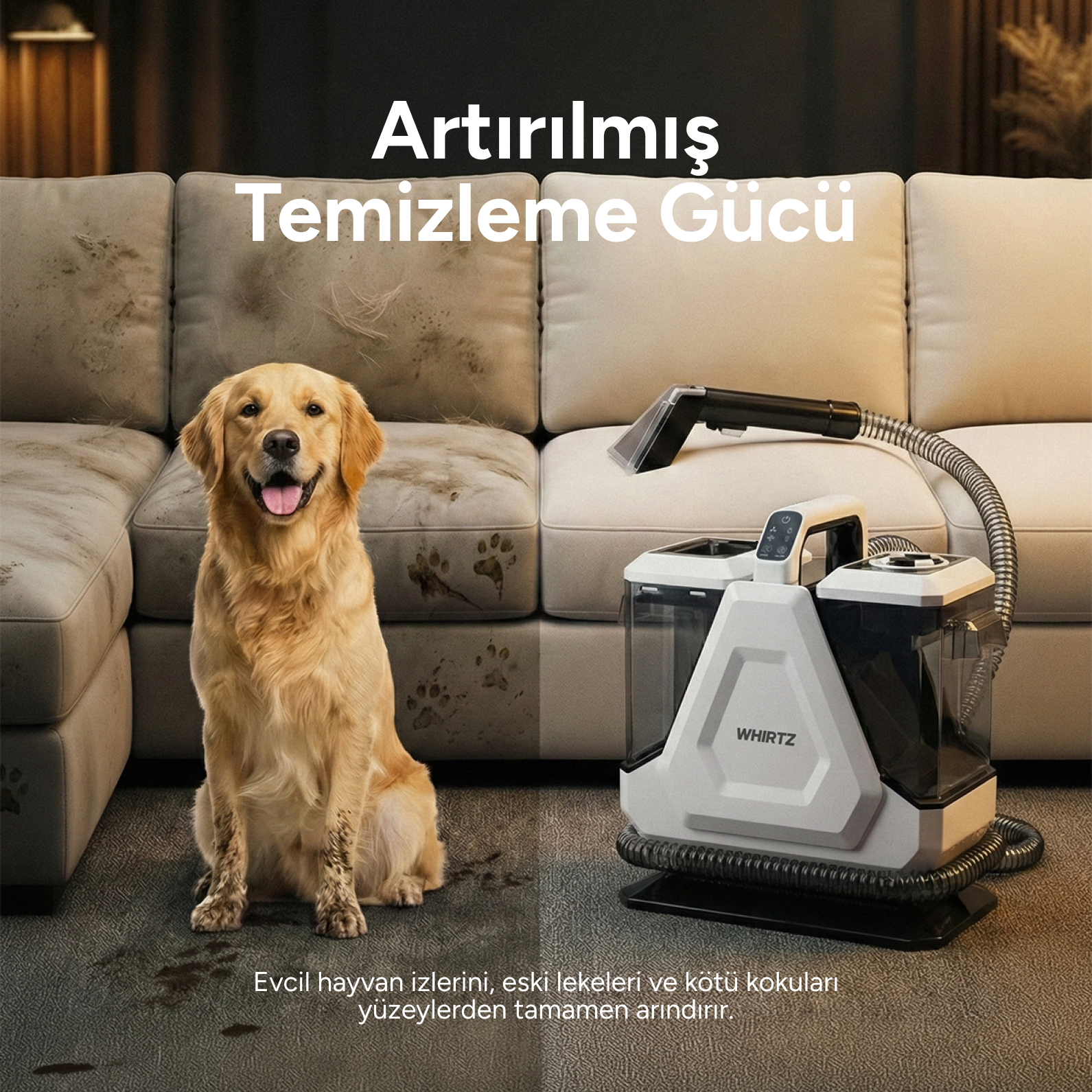 Whirtz Sıcak/Soğuk Fonksiyonlu Halı Yıkama Makinesi Beyaz