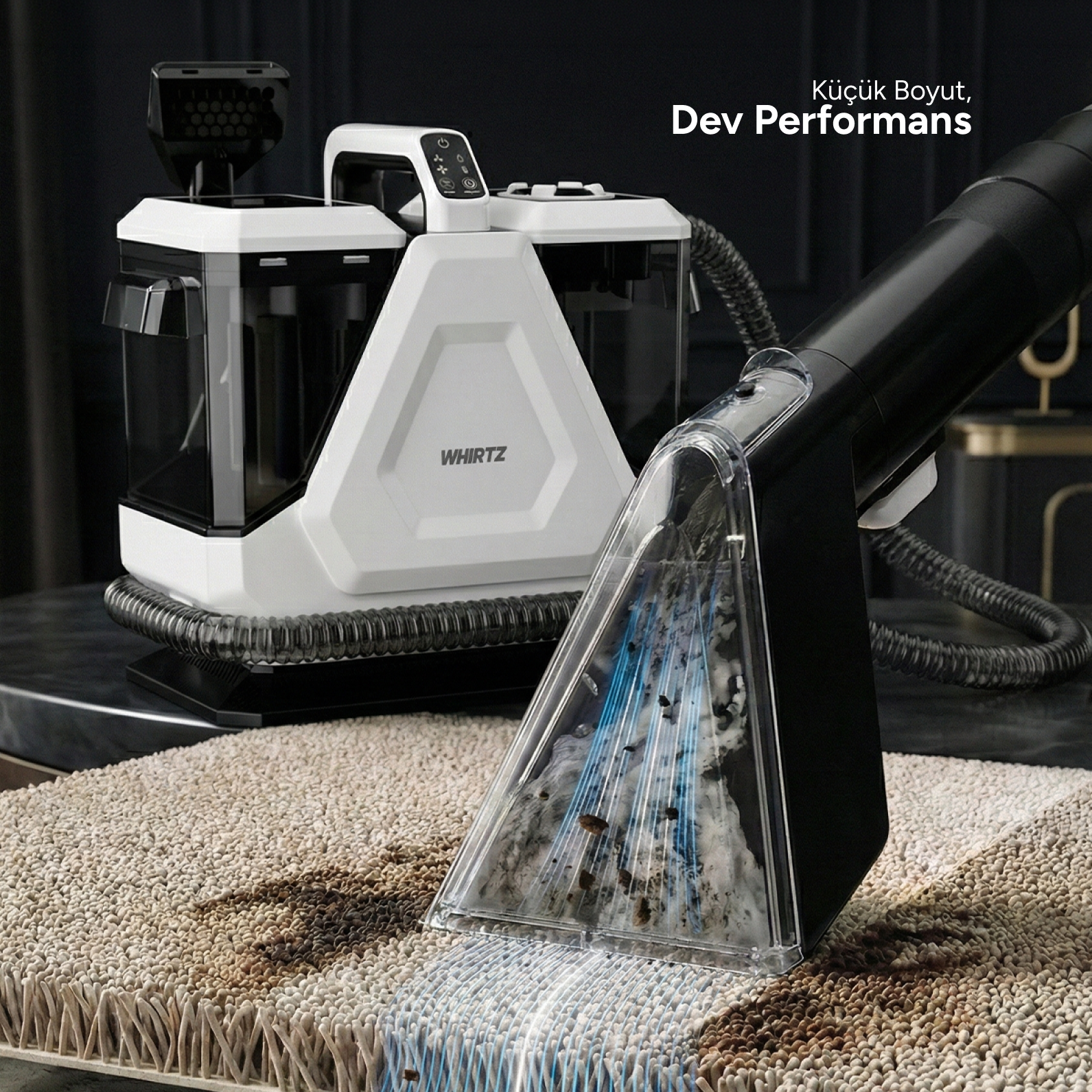 Whirtz Sıcak/Soğuk Fonksiyonlu Halı Yıkama Makinesi Beyaz