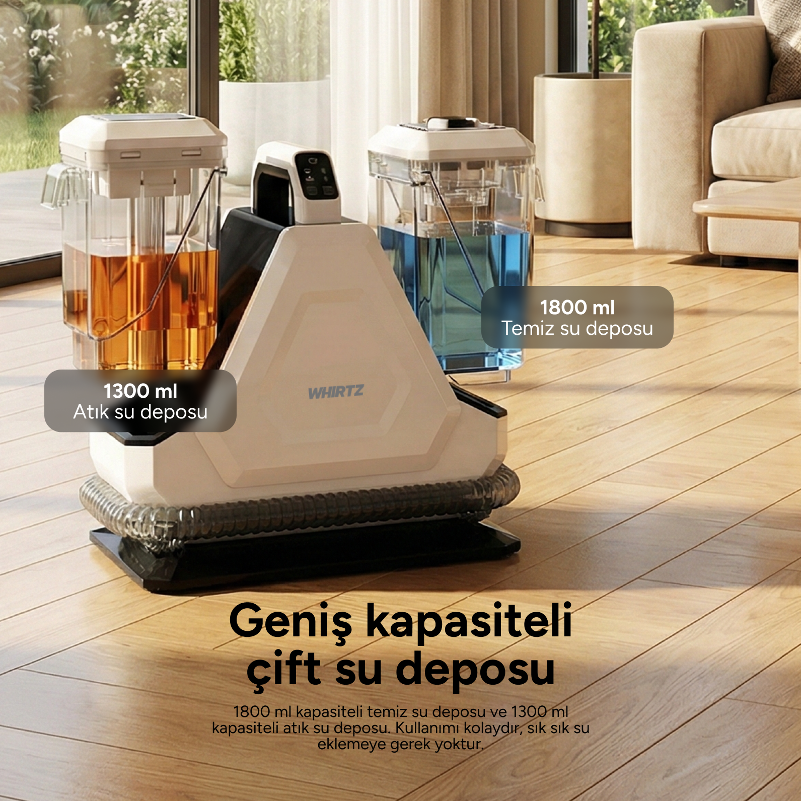 Whirtz Sıcak/Soğuk Fonksiyonlu Halı Yıkama Makinesi Beyaz